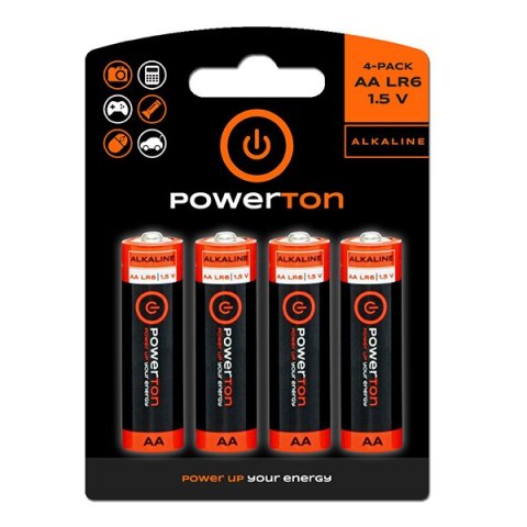 Bateria alkaliczna, AA (LR6), AA, 1.5V, Powerton, blistr, 4-pack