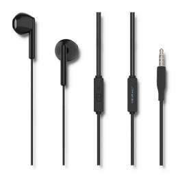 Qoltec Słuchawki douszne z mikrofonem | Czarne minijack 3.5mm + natychmiastowa wysyłka do godziny 18