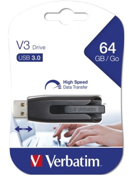 VERBATIM PENDRIVE V3 64GB USB 3.0 BLACK 49174