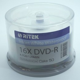 TRAXDATA RITEK DVD-R 4,7GB 16X PRINTABLE GLOSSY INK/THERMAL WATERPROOF CAKE*50 907EXWPDMRTK1