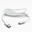 Logo USB kabel (3.2 gen 1), USB A M - USB C (M), 1m, 5 Gb/s, 5V/3A, biały, box, oplot nylonowy, aluminiowa osłona złącza
