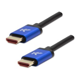 Video Kabel HDMI M - HDMI M, HDMI 2.1 - Ultra High Speed, 2m, pozłacane złącza, aluminiowa obudowa,, niebieski, Logo 8K@60Hz, 48