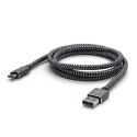 Logo USB kabel (3.2 gen 1), USB A M - USB C (M), 2m, 5 Gb/s, 5V/2A, szary, box, metalowy oplot, aluminiowa osłona złącza
