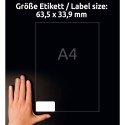 Avery Zweckform etykiety 63.5mm x 33.9mm, A4, białe, 24 etykiety, bardzo trwałe, pakowane po 20 szt., L4773-20, do drukarek lase