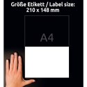 Avery Zweckform etykiety 210mm x 148mm, A4, matowe, białe, 2 etykiety, bardzo trwałe, pakowane po 20 szt., L4717-20, do drukarek