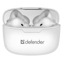 Defender Twins 903, słuchawki z mikrofonem, regulacja głośności, biała, douszne, BT 5.0, TWS, etui z ładowarką typ bluetooth
