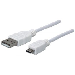 Kabel Manhattan USB-A/Micro-B M/M 0,6m biały