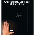 Avery Zweckform etykiety 35,6mm x 16,9mm, A4, białe, 80 etykiety, zdejmowane, pakowane po 25 szt., L4732REV-25, do drukarek lase