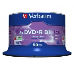 Verbatim DVD+R DL, Double Layer Matt Silver, 43758, 8.5GB, 8x, spindle, 50-pack, 12cm, do archiwizacji danych