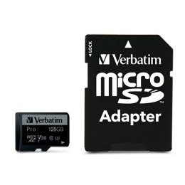 Verbatim Karta pamięci Pro MicroSD, 128GB, micro SDXC, 47044, UHS 3 (U3), z adapterm
