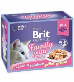 BRIT Premium Cat Pouch Jelly Fillet Family Plate - mokra karma dla kota - 12 x 85 g