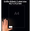 Avery Zweckform etykiety 45.7mm x 21.2mm, A4, matowe, białe, 48 etykiety, bardzo trwałe, pakowane po 20 szt., L4778-20, do druka