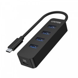 Unitek HUB USB-C; 4x USB-A 3.1; Aktywny; 10W; H1117B