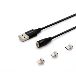 SAVIO KABEL MAGNETYCZNY USB - USB TYP C, MICRO I LIGHTNING, 2M, CZARNY CL-155