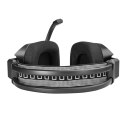Marvo H8619, słuchawki z mikrofonem, regulacja głośności, czarna, podświetlona, 3.5 mm jack + rozdvojka