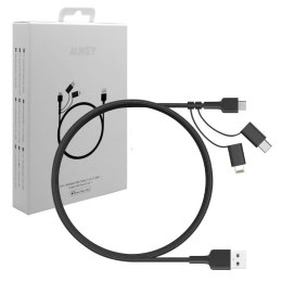 AUKEY CB-BAL5 3w1 nylonowy kabel Quick Charge micro USB | USB C | Lightning | 1.2m