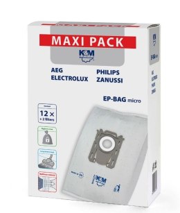 K&M Worki fizelinowe do odkurzacza 12 + 2 EP-BAG Micro Philips Electrolux Zanussi AEG