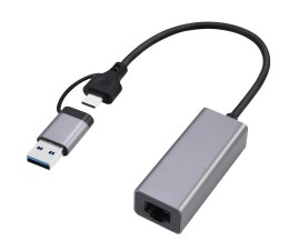 Adapter USB-C + USB 3.1 (M) do RJ-45 (F) Gembird