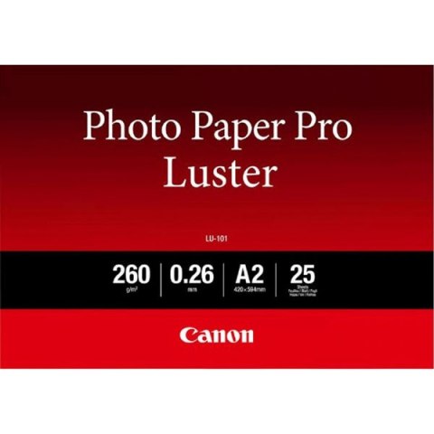 Canon LU-101 Photo Paper Pro Luster, LU-101, foto papier, połysk, 6211B026, biały, A2, 16.54x23.39", 260 g/m2, 25 szt., atrament
