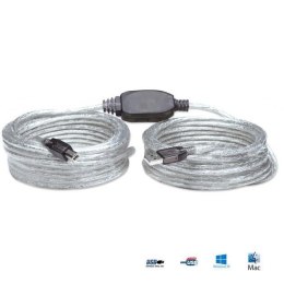 Kabel Manhattan USB 2.0 A-B M/M, aktywny, 11m, srebrny
