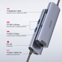 Unitek Aktywny Hub USB-C 5Gbps, HDMI RJ-45 PD 100W