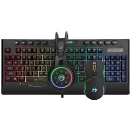 Marvo CM305, RGB zestaw klawiatura + mysz i słuchawki dla graczy, CZ/SK, do gry, membranowa rodzaj przewodowa (USB), czarna, RGB