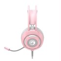 Marvo HG8936, słuchawki z mikrofonem, regulacja głośności, różowa, podświetlona, 3.5 mm jack + USB