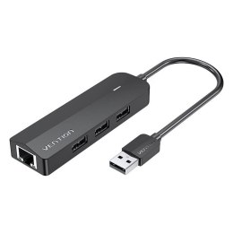 Hub USB 2.0 z 3 portami i adapterem Ethernet 100Mb/s Vention CHPBB 0,15m czarny