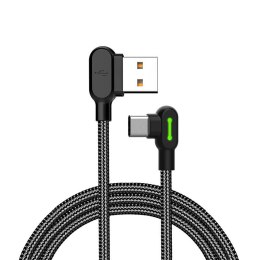 Kabel USB do USB-C kątowy Mcdodo CA-5280 LED, 0.5m (czarny)