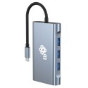TB HUB Adapter USB C 8w1 HDMIx2 USB VGA RJ45 PD