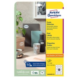 Avery Zweckform etykiety 63.5mm x 42.3mm, A4, białe, 18 etykiety, zdejmowane, pakowane po 25 szt., L6024REV-25, do drukarek lase