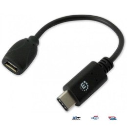 Kabel Manhattan USB 2.0 MIC-C/MIC-B M/F 0,15m, czarny
