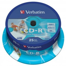 Verbatim CD-R, 43439, AZO Wide Inkjet Printable, 25-pack, 700MB, 52x, 80min., 12cm, spindle, do archiwizacji danych