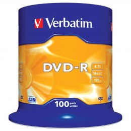 Verbatim DVD-R, Matt Silver, 43549, 4.7GB, 16x, spindle, 100-pack, bez możliwości nadruku, 12cm, do archiwizacji danych