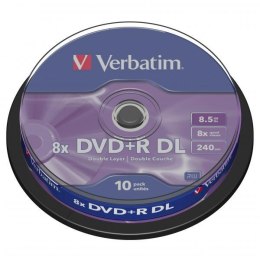 Verbatim DVD+R DL, Double Layer Matt Silver, 43666, 8.5GB, 8x, spindle, 10-pack, bez możliwości nadruku, 12cm, do archiwizacji d