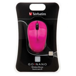 Mysz bezprzewodowa, Verbatim Go Nano 49043, różowa, optyczna, 1600DPI