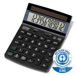 Citizen Kalkulator ECC310, czarna, biurkowy, 12 miejsc, przyjazny dla środowiska, zasilanie solarne