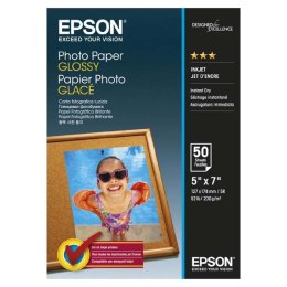 Epson Glossy Photo Paper, C13S042545, foto papier, połysk, biały, 13x18cm, 200 g/m2, 50 szt., atrament