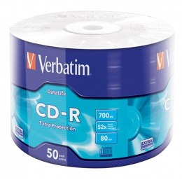 Verbatim CD-R, 43787, Extra Protection, 50-pack, 700MB, 52x, 80min., 12cm, bez możliwości nadruku, wrap, do archiwizacji danych