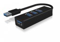 IcyBox Hub IB-HUB1419-U3 USB 3.0 na 4-Port Type-A, Aluminium, czarny, Kabel 15cm